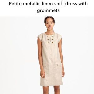 J CREW Metallic Linen Shift Dress Metal Grommets